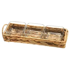 Glass Snack Set with Straw Base (3 Pc.)