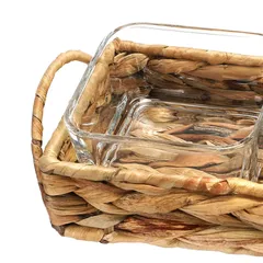 Glass Snack Set with Straw Base (3 Pc.)