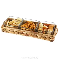 Glass Snack Set with Straw Base (3 Pc.)