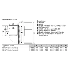 Siemens iQ300 Freestanding Top Freezer Refrigerator, KD76NXI30M (581 L)