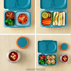 OmieLife Bento Box W/Insulated Thermos & Ice Pack (350 ml, Teal Green)