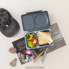 OmieLife Bento Box W/Insulated Thermos & Ice Pack (350 ml, Graphite)