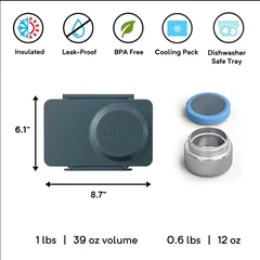 OmieLife Bento Box W/Insulated Thermos & Ice Pack (350 ml, Graphite)