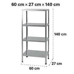 وحدة رفوف فولاذية مجلفنة (4 طبقات، 60 × 27 × 140 سم)