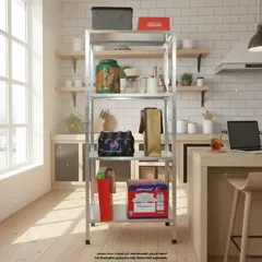 وحدة رفوف فولاذية مجلفنة (4 طبقات، 60 × 27 × 140 سم)