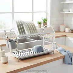 Parfait Large 2-Layer Dish Rack (62 cm, White)