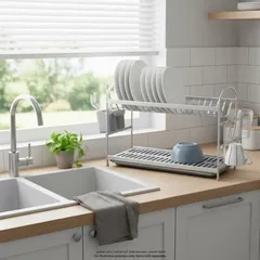 Parfait Large 2-Layer Dish Rack (62 cm, White)