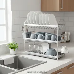 Parfait 3-Layer Dish Rack (L 62.2 cm, Chrome)