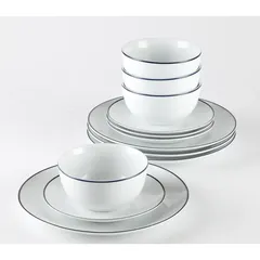 Zoe Porcelain Dinner Set (12 Pc, White)