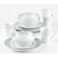 Jhumpa Porcelain Dinner Set (16 Pc, White)