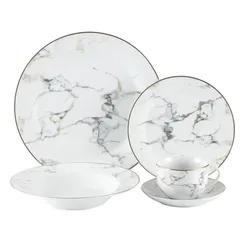 Tia Porcelain Dinner Set with Gold Rim (20 Pc)