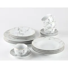 Tia Porcelain Dinner Set with Gold Rim (20 Pc)