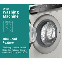 Bosch Serie 8 Front Load Washing Machine (9 Kg, Silver, 1400 rpm)