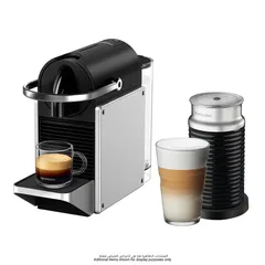 Nespresso Pixie Cofee Machine (0.7 L, Silver) + Aeroccino 3 Milk Frother, D62-SI-3694-BK