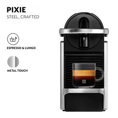 Nespresso Pixie Cofee Machine (0.7 L, Silver) + Aeroccino 3 Milk Frother, D62-SI-3694-BK