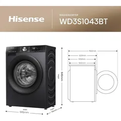 Hisense Freestanding 10 Kg Fully Automatic Front Load Washer & Dryer, WD3S1043BT (6 Kg Dry, 1400 RPM)