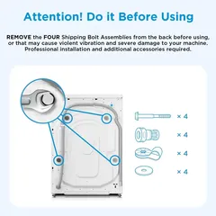 Midea Freestanding 8 Kg Front Load Smart Washer Dryer, MF200D80WBW-GCC (6 Kg Dry, 1400 RPM)