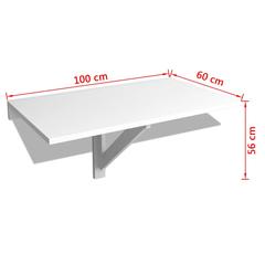 vidaXL Folding Wall Table White (100 x 60 x 56 cm)