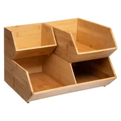 5Five Bamboo Stackable Organizer (Small, L. 17.5 x D. 15.5 x H. 12.5 cm)