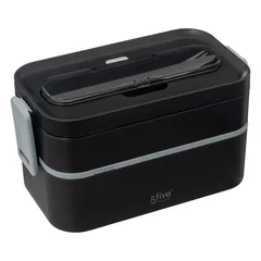 5Five Two-Section Lunch Box with Cutlery (Assorted Colors, 1.4 L)