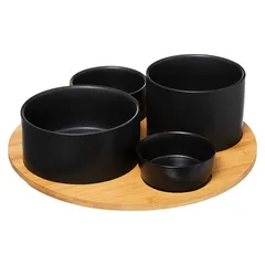 SG Appetizer Bamboo Snack Set (Brown & Black, 5 Pc.)