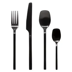 SG Modern Wood Stainless Steel Cultery Set (Black, 24 Pc.)