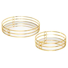 Atmosphera Solar Feel Trays Set (Gold, 30 x 3.7 cm, 2 Pc.)