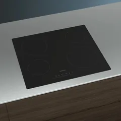 Siemens iQ100 Built-In 4-Zone Electric Ceramic Hob, ET611FEB8M (Black, 4.5 x 59.2 x 52.2 cm)