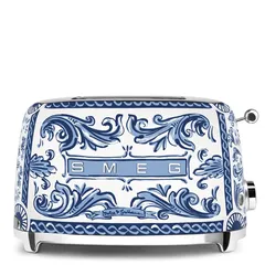 SMEG & Dolce & Gabbana Blu Mediterraneo 50's Style Retro 2-Slice Toaster, TSF01DGBUK (Decorated, 950 W)