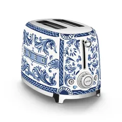 SMEG & Dolce & Gabbana Blu Mediterraneo 50's Style Retro 2-Slice Toaster, TSF01DGBUK (Decorated, 950 W)