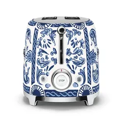 SMEG & Dolce & Gabbana Blu Mediterraneo 50's Style Retro 2-Slice Toaster, TSF01DGBUK (Decorated, 950 W)