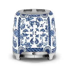 SMEG & Dolce & Gabbana Blu Mediterraneo 50's Style Retro 2-Slice Toaster, TSF01DGBUK (Decorated, 950 W)