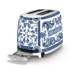 SMEG & Dolce & Gabbana Blu Mediterraneo 50's Style Retro 2-Slice Toaster, TSF01DGBUK (Decorated, 950 W)