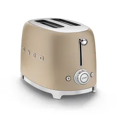 SMEG 50's Style Retro 2-Slice Toaster, TSF01CHMUK (Matte Pale Gold, 950 W)