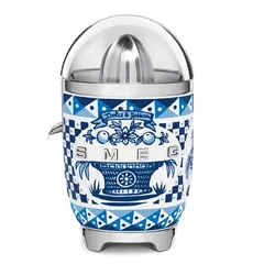 SMEG & Dolce & Gabbana Blu Mediterraneo 50's Style Retro Manual Pressure Citrus Juicer, CJF01DGBUK (70 W, Decorated)