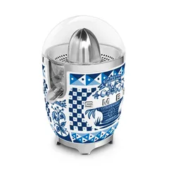 SMEG & Dolce & Gabbana Blu Mediterraneo 50's Style Retro Manual Pressure Citrus Juicer, CJF01DGBUK (70 W, Decorated)