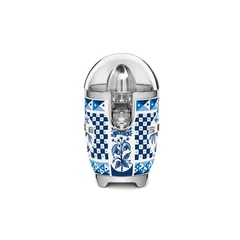 SMEG & Dolce & Gabbana Blu Mediterraneo 50's Style Retro Manual Pressure Citrus Juicer, CJF01DGBUK (70 W, Decorated)