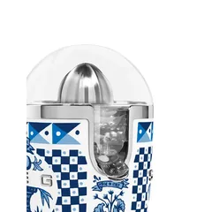 SMEG & Dolce & Gabbana Blu Mediterraneo 50's Style Retro Manual Pressure Citrus Juicer, CJF01DGBUK (70 W, Decorated)