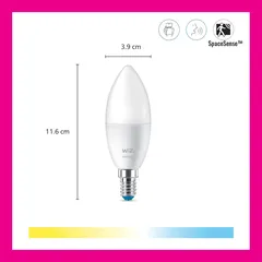 WiZ C37 Smart Wifi Candle Bulb W/ Bluetooth (4.9W, White)