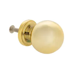Mkats Round Zinc Alloy Drawer Knob (2.5 cm, Golden)