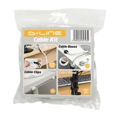 D-Line Desk Cable Tidy Accessory Set (White, 11 Pc.)