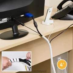 D-Line Desk Cable Tidy Accessory Set (White, 11 Pc.)