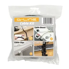 D-Line Desk Cable Tidy Accessory Set (Black,11 Pc.)