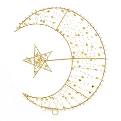 Oasis Flat Beaded Moon with Stars Decor (30 cm)