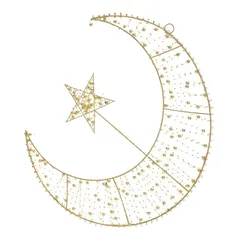 Oasis Flat Beaded Moon with Stars Decor (40 cm)