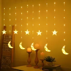 Oasis Hanging LED Curtain Star W/Moon Decor (3 m, 10 Pc.)