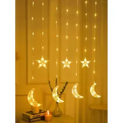 Oasis Hanging LED Curtain Star W/Moon Decor (3 m, 10 Pc.)