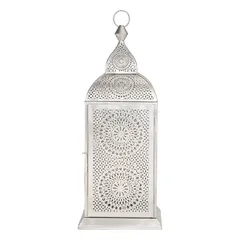 Hilalful Handmade Chakra Lantern (27 x 27 x 65.5 cm, Silver)