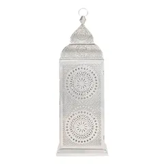 Hilalful Handmade Chakra Lantern (33 x 33 x 86 cm, Silver)