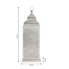 Hilalful Handmade Chakra Lantern (33 x 33 x 86 cm, Silver)